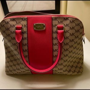 Michael Color-Block Logo Pink Grapefruit Handbag